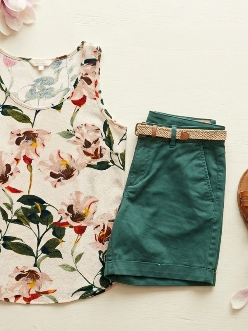 Dex Floral Tank Top in Pink, Orange, Yellow and Green
